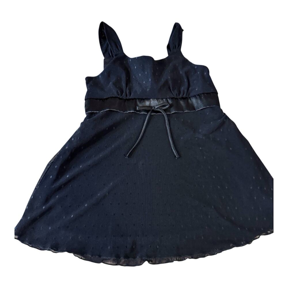 My Michelle Black Swiss Dot Babydoll Cami Top Large Y2K Fairy Goth Coquette